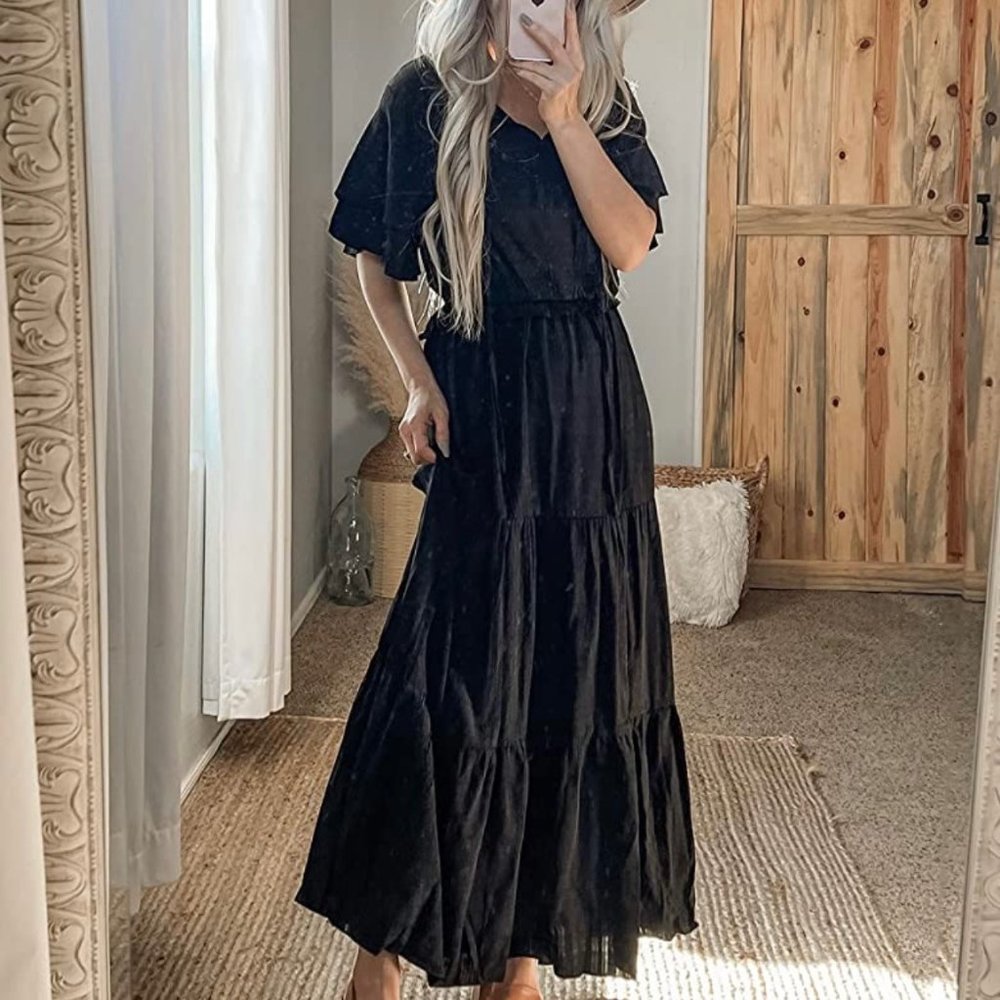 Anthropologie NWT Cotton Somerset maxi dress in black Size - Picture 4 of 12